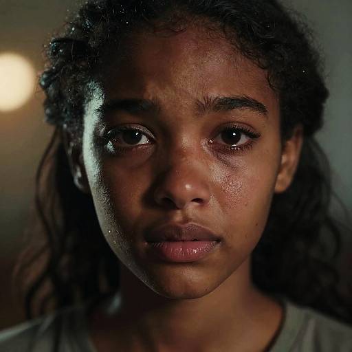 Emotional Portrait of Young African Woman Crying