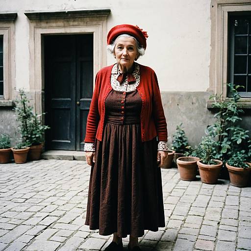 Granny Costume in Courtyard Scene