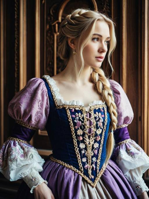 Woman in Historical Rapunzel Costume