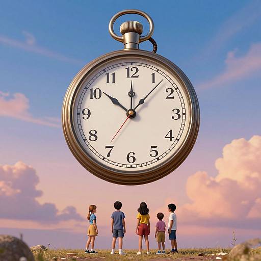 Surreal Backward Pocketwatch with Children