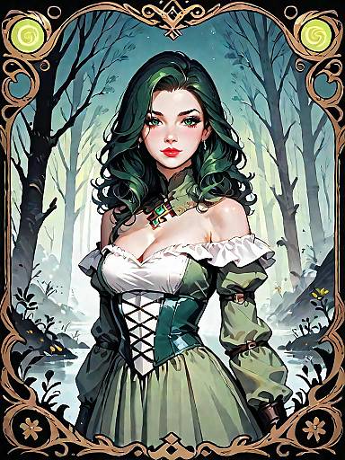 Dark Fantasy Woman in Medieval Forest