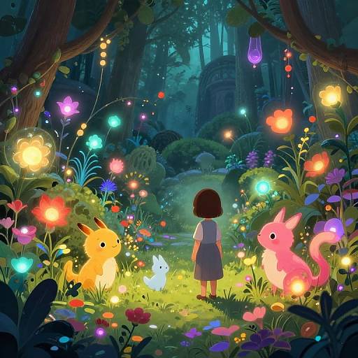 Girl Exploring Enchanted Garden
