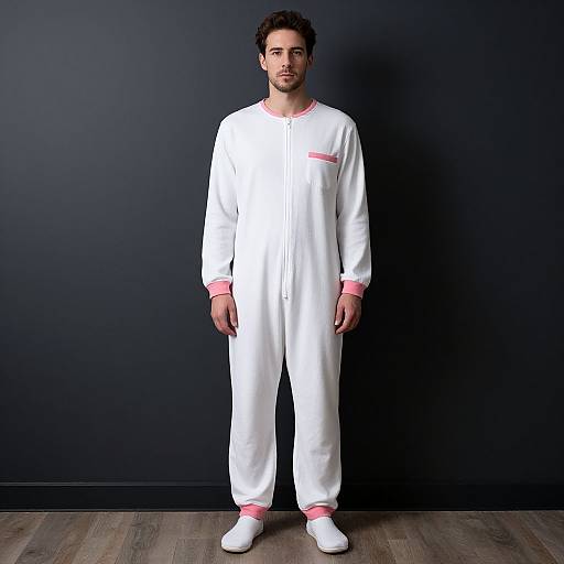 Man in Pajamas by Dark Wall