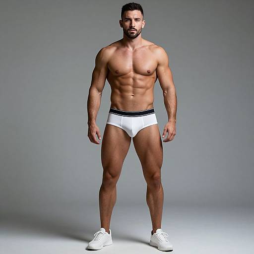 Muscular Man in White Briefs Portrait