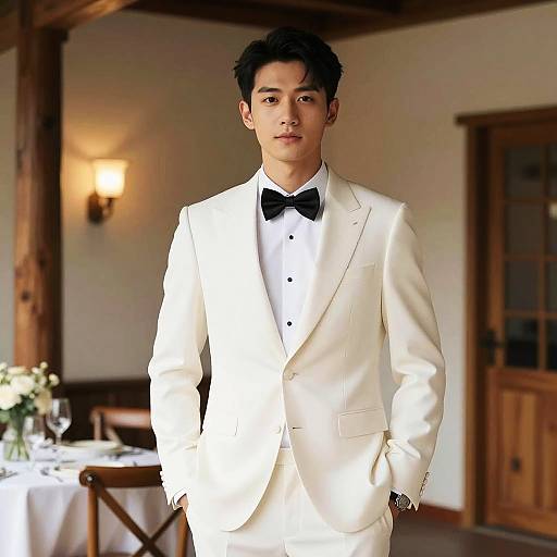 Man in White Suit with Bow Tie