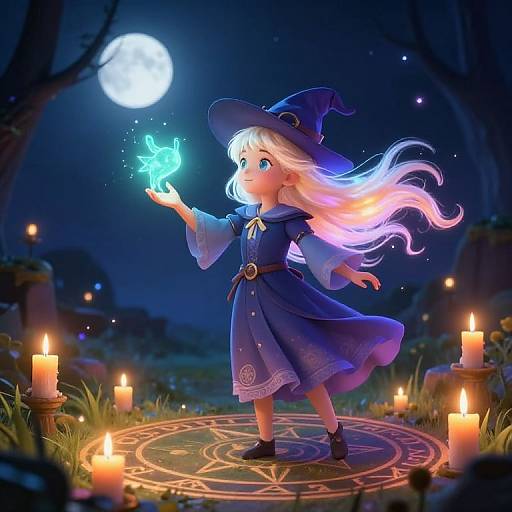 Young Witch Summoning Spectral Familiar