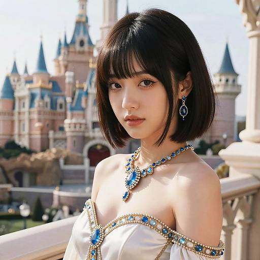 Photorealistic Goddess on Castle Balcony