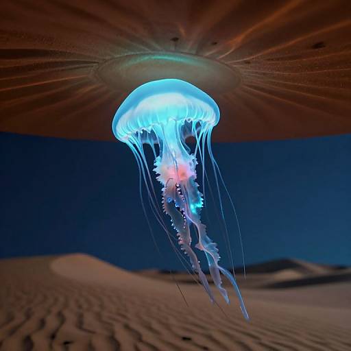 Bioluminescent Jellyfish in Inverted Desert