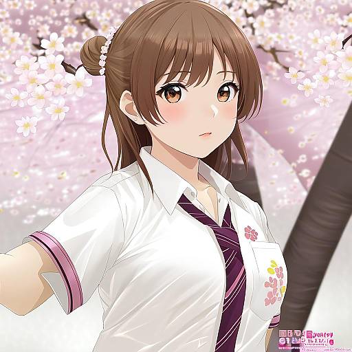 Illustration of Hanami ume, gakuen idolmaster in the style of Mujinbensin