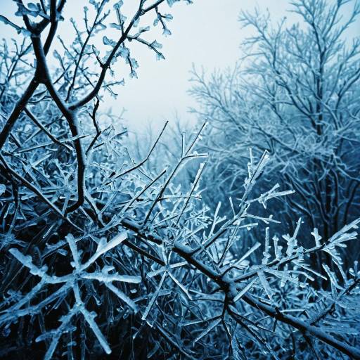 Frozen Branches with Ice Crystals Frozen Branches with Ice Crystals