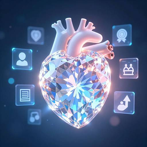 Radiant Gemstone in Digital Heart