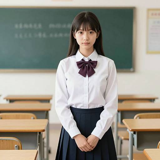 School Girl in Classroom Uniform