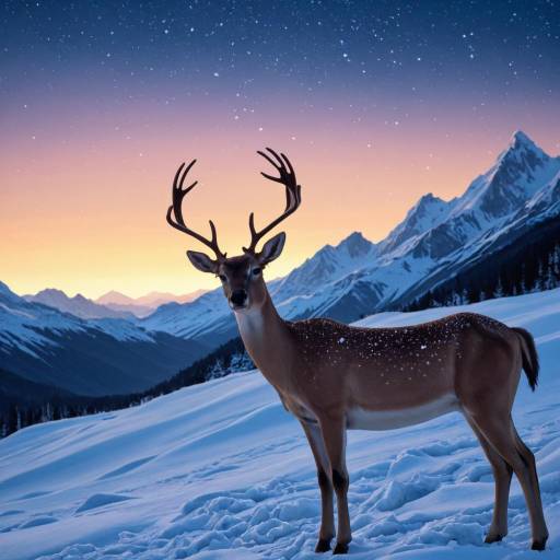 Elegant Sable Deer Under Starry Sky Elegant Sable Deer Under Starry Sky
