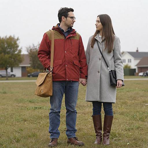 Couple Holding Hands Outdoors in Autumn