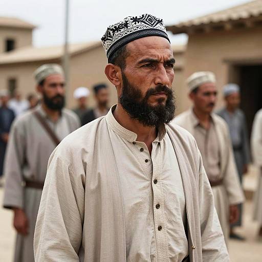 Bearded Man in Traditional Village