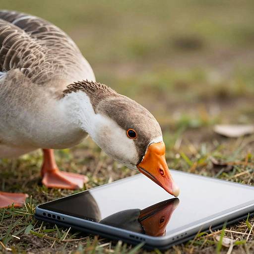 Goose Using Tablet in High Detail