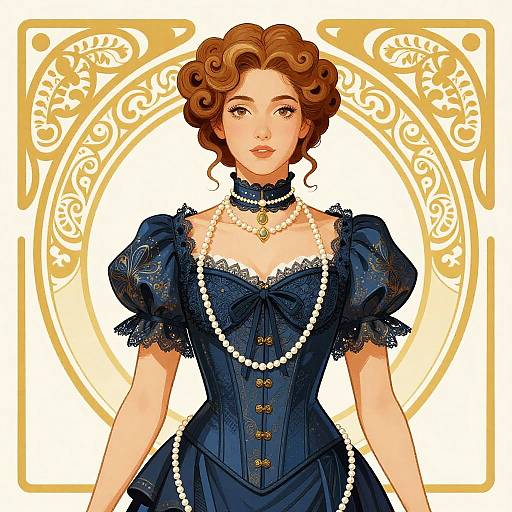 Elegant Victorian Woman in Art Nouveau Style