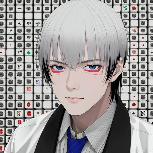 Illustration of Akagi shigeru, fukumoto mahjong in the style of Kawai ritsu (rits meg)