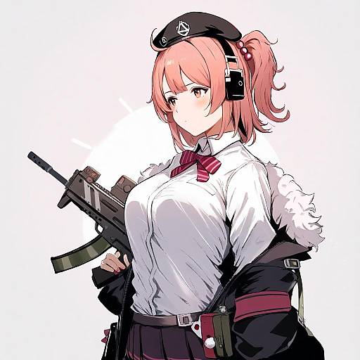 Illustration of Mp7 (girls' frontline), girls' frontline in the style of Alp