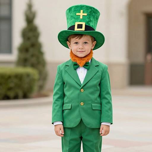 Little Boy in Leprechaun Outfit