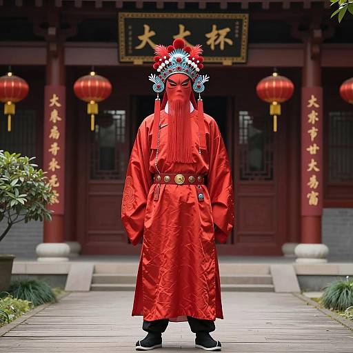Traditional Chinese Ceremony in Red Attire