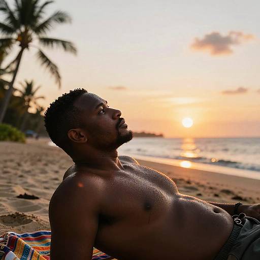Tropical Beach Relaxation at Sunset
