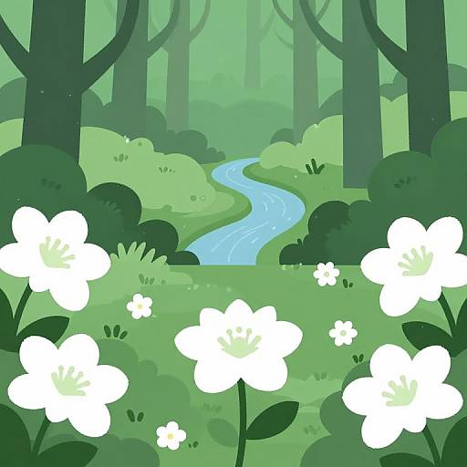 Minimalist Serene Forest Illustration
