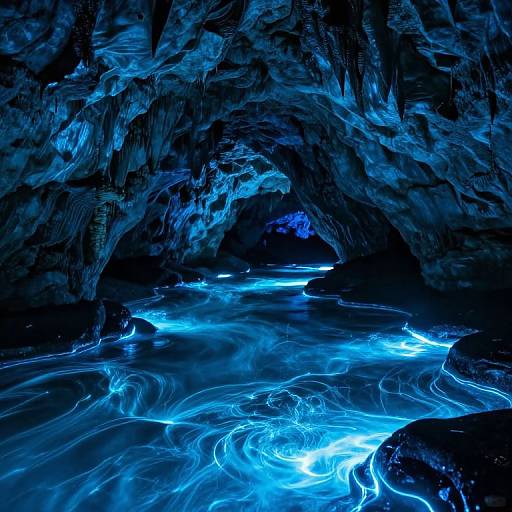 Glowing Underground Waters in Cavern