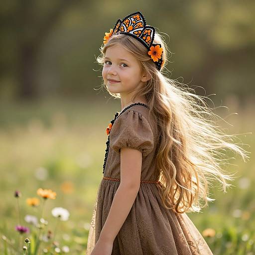 Blonde Girl in Sunny Meadow