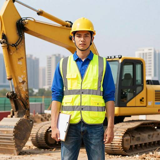 Confident Worker at Construction Site
