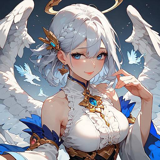 Elegant White-Haired Angel Girl