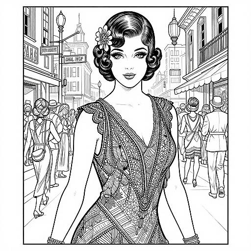 1920s Flapper Woman Coloring Page
