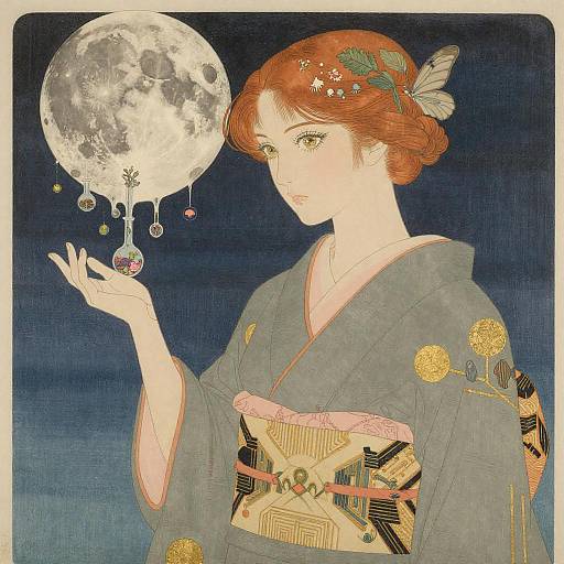 Ukiyo-e Art Deco Alchemist Queen Portrait