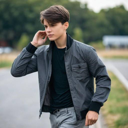 Young Man Wearing Grey Jacket Outdoors