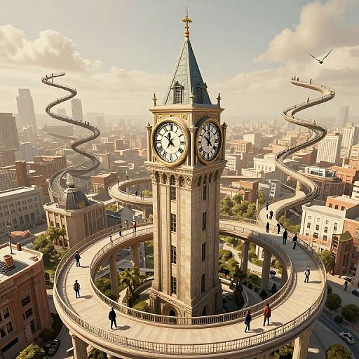 Surreal Clock Tower in Impossible World