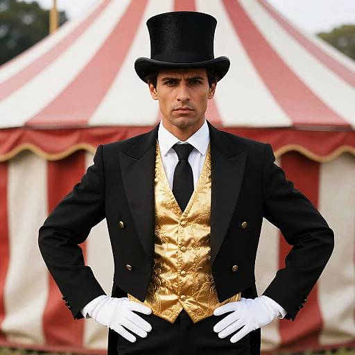 Magician in Circus Tent Attire
