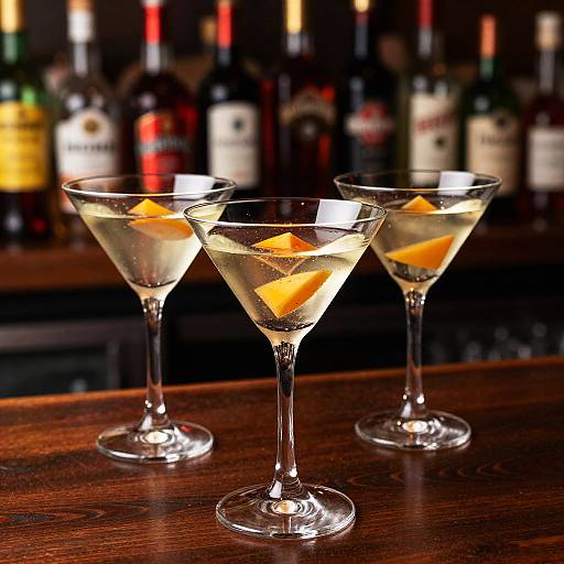 Elegant Martini Glasses on Bar
