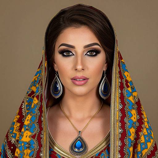 Elegant Amazigh Woman in Vibrant Attire