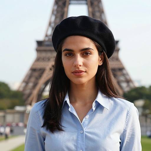 Photorealistic Parisian Portrait with Eiffel Tower