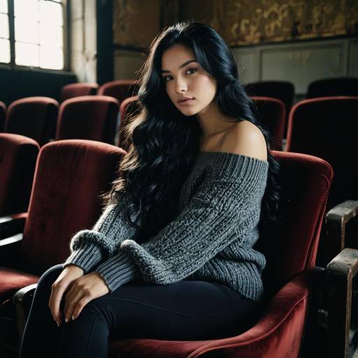 Elegant Woman in Abandoned Theater