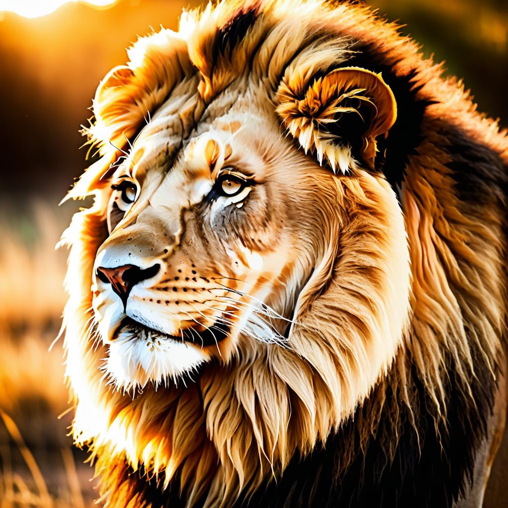 Majestic Lion Portrait at Golden Hour