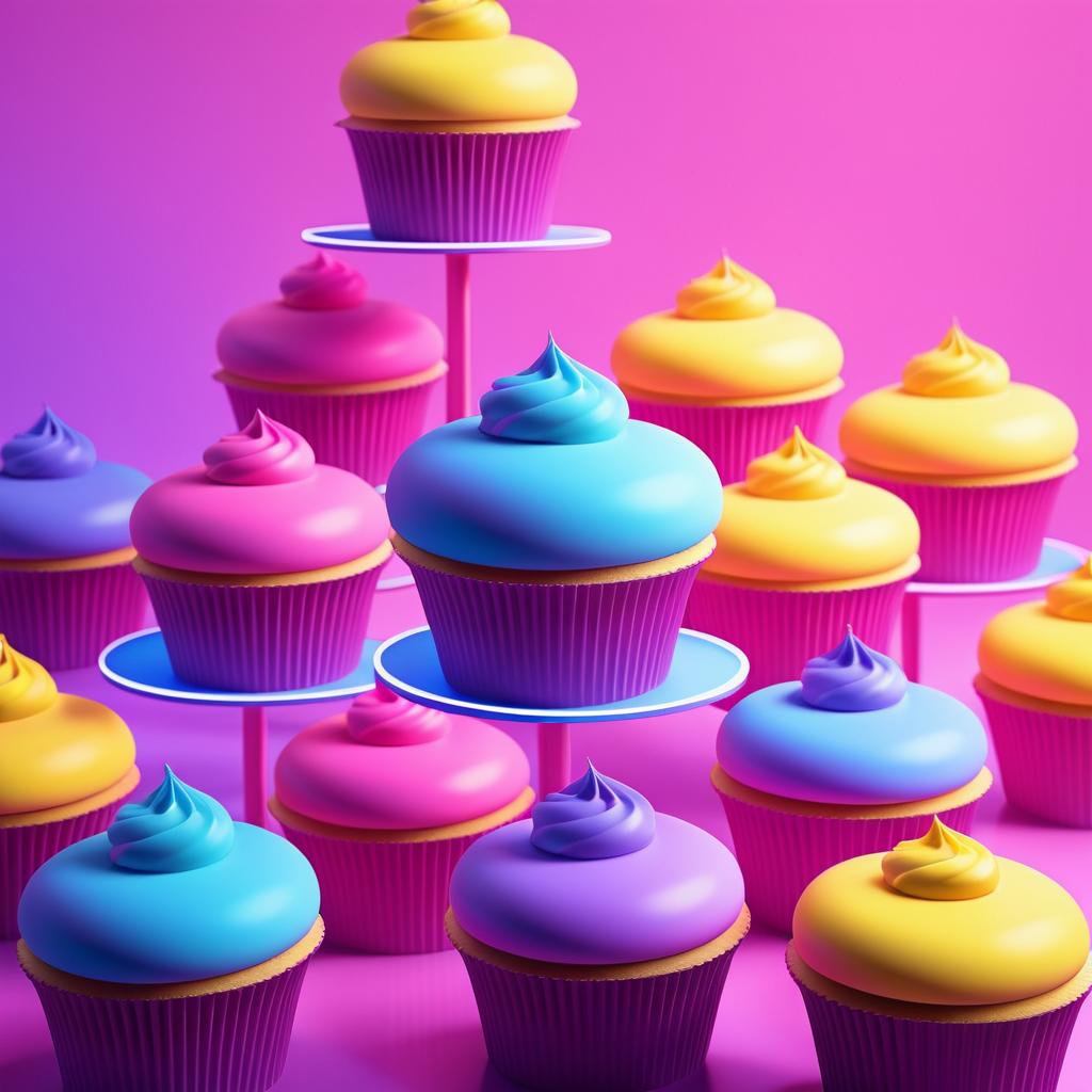 Whimsical Neon Cupcake Design