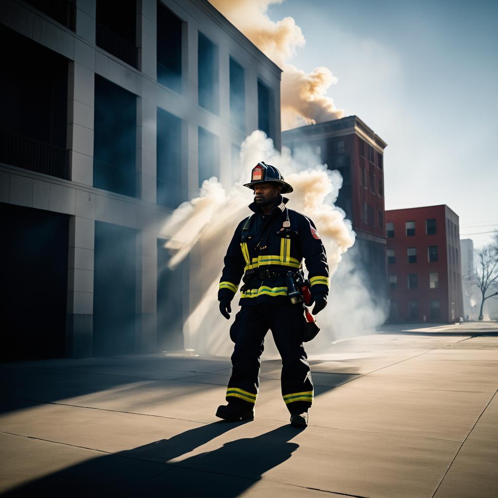 Epic Firefighter in Dramatic Setting