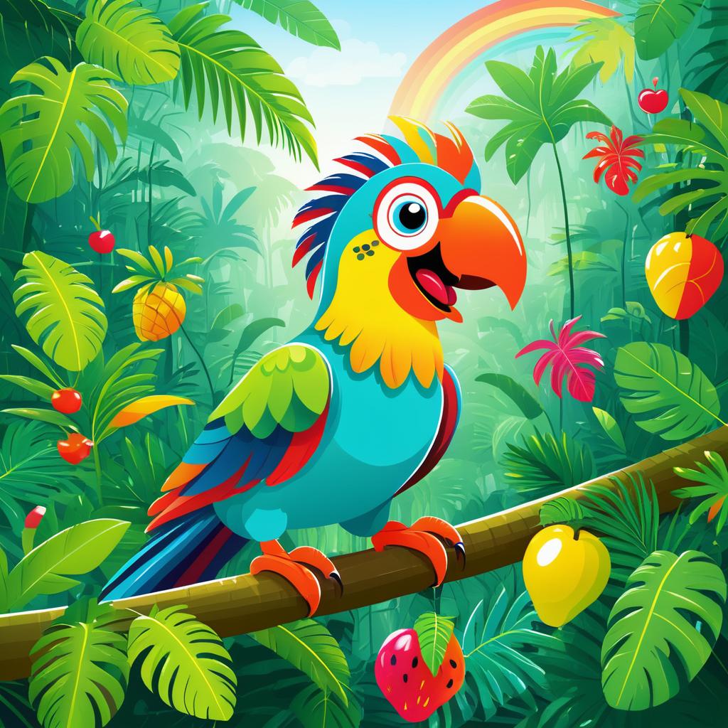 Whimsical Parrot Jokes in Tropical Paradise