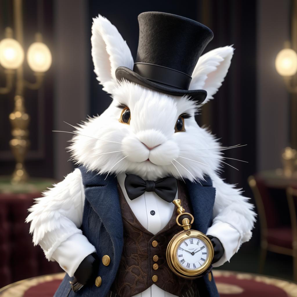 Elegant 3D Rabbit in Top Hat