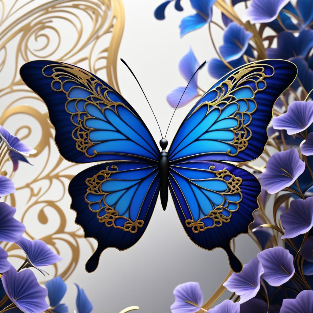 Intricate Butterfly with Floral Background