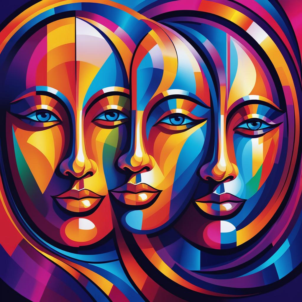 Vivid Abstract Faces in Dynamic Composition