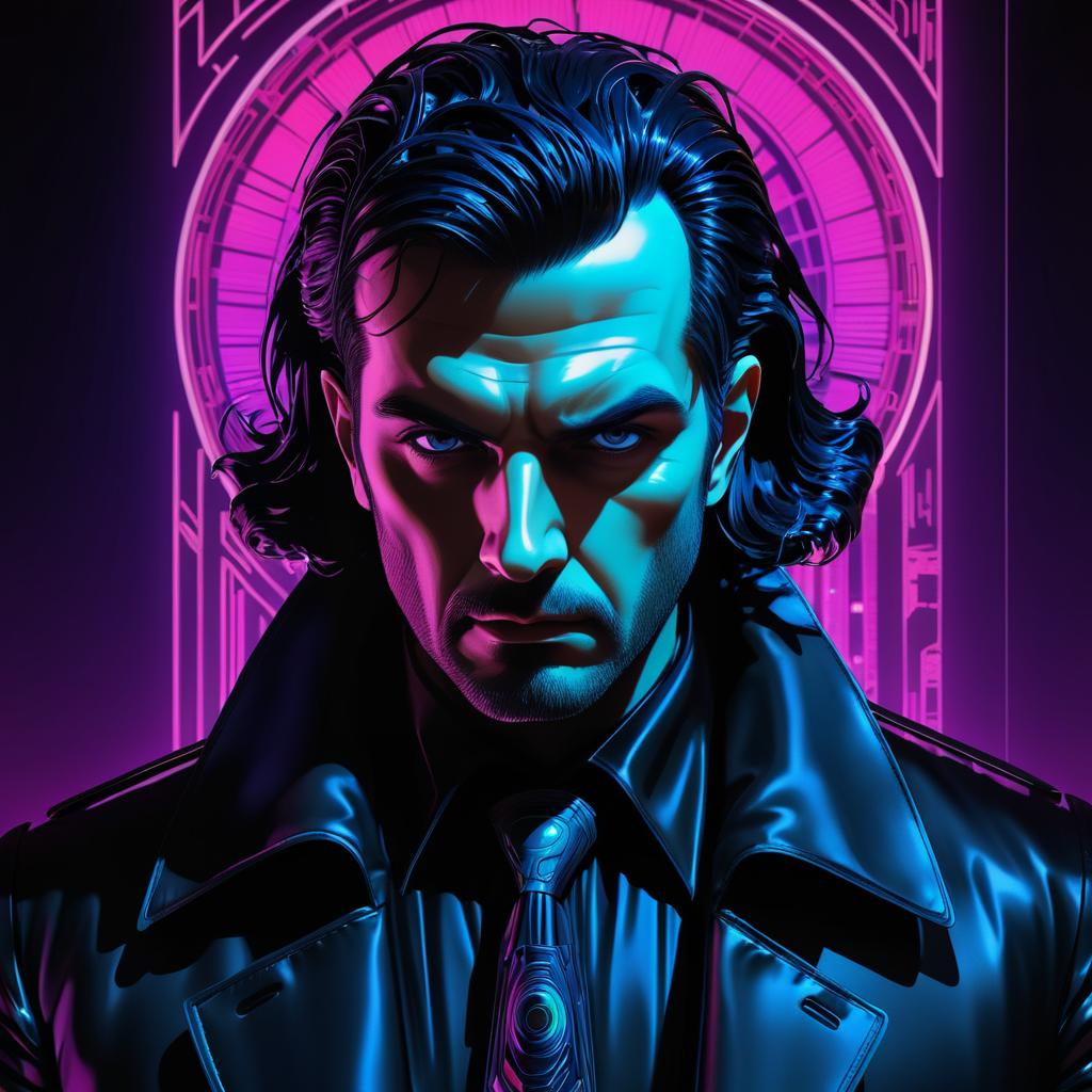 Surreal Neo-Noir Hacker Illustration