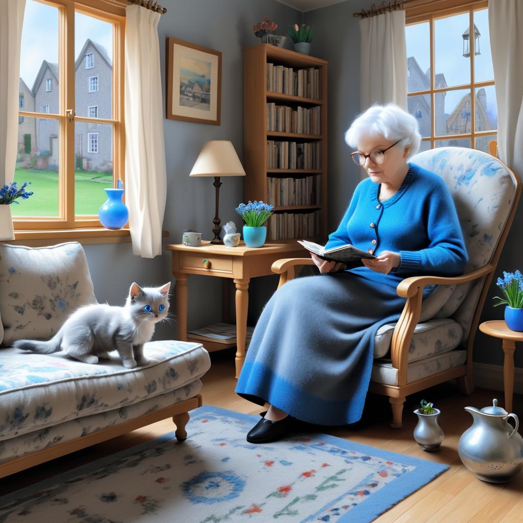 Playful Kitten and Gentle Old Woman