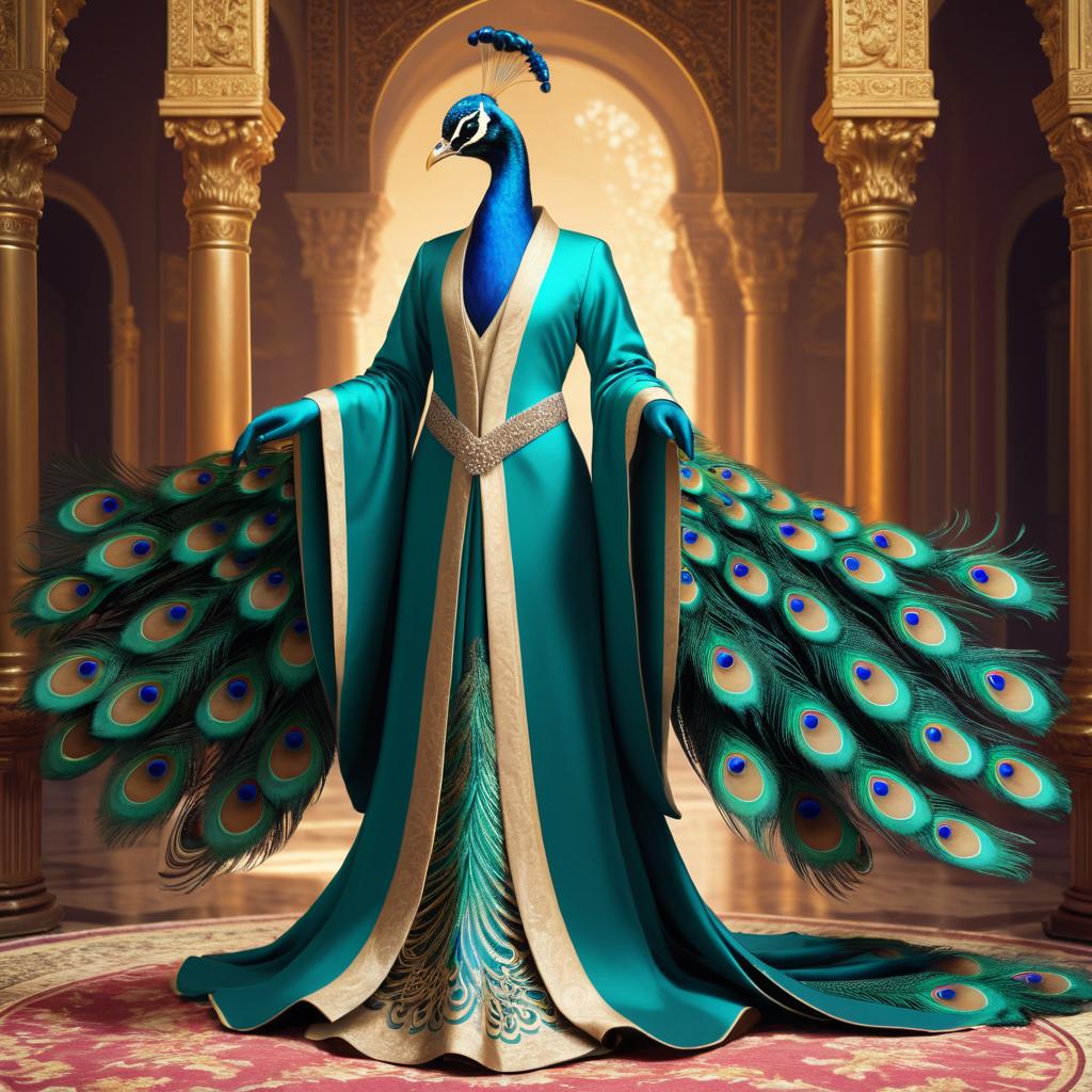 Regal Peacock in Elegant Robe Pose